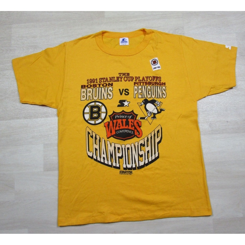 Vintage Pittsburgh Penguins Hockey 1991 Stanley Cup Starter‎ Shirt (L) Deadstock